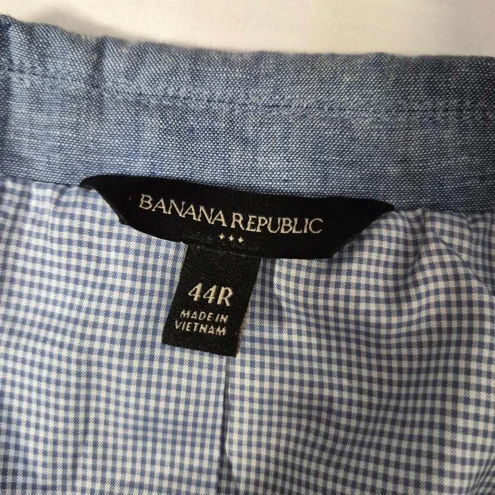 Banana Republic Blazer Mens 44R Slim Fit Blue Linen Cotton Sport Coat Summer